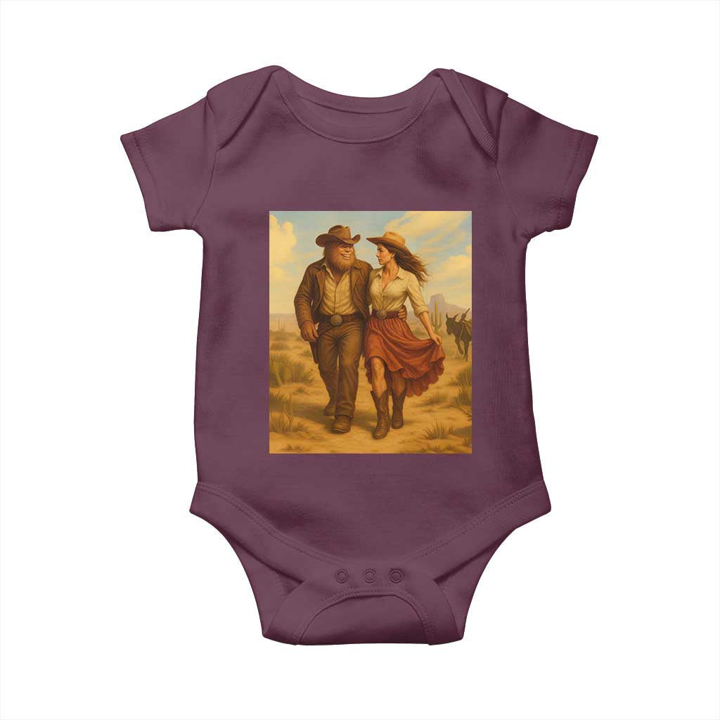 Cowboy Bigfoot Baby Onesie Funny Sasquatch Dancing Cowgirl Western Country - Print Your Wear