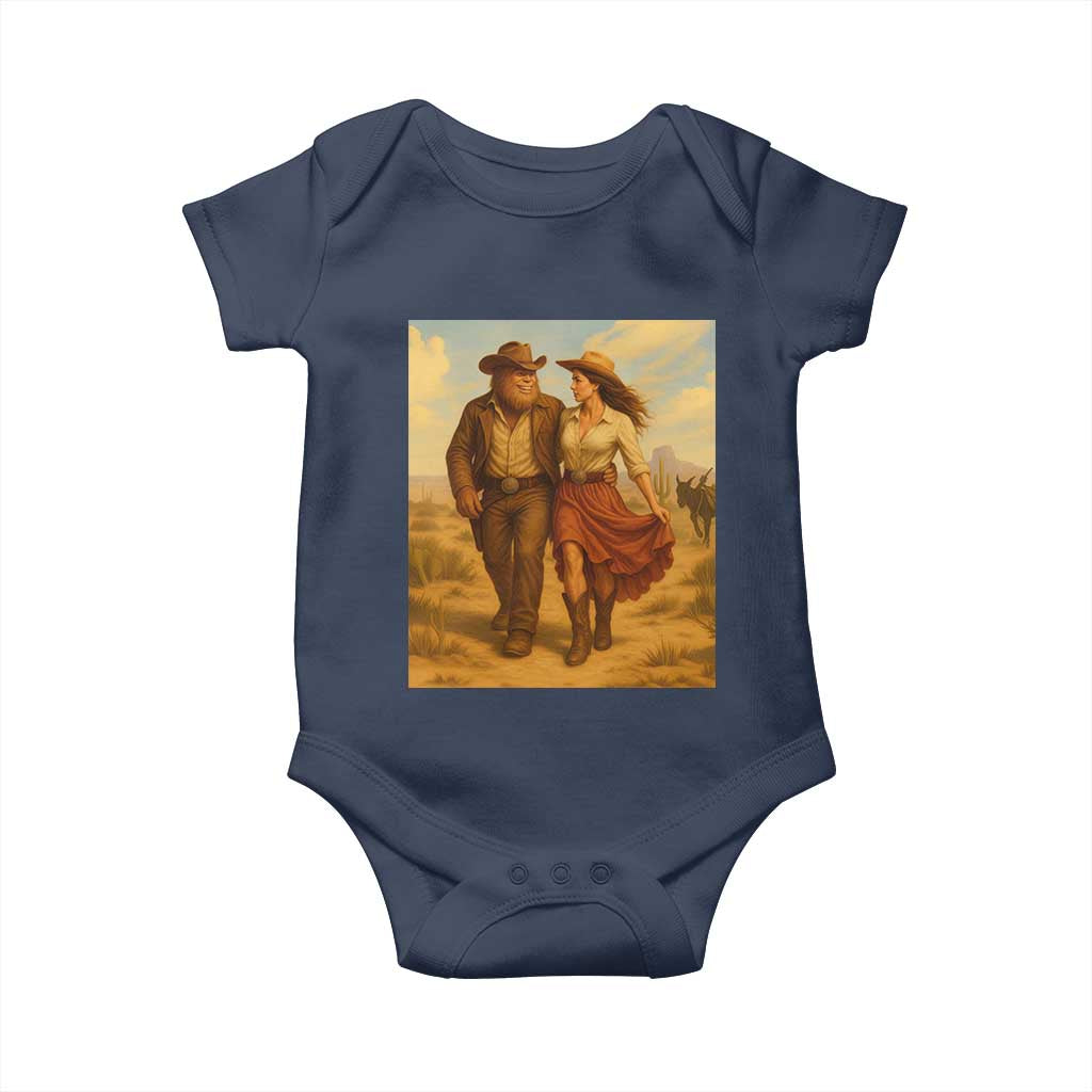 Cowboy Bigfoot Baby Onesie Funny Sasquatch Dancing Cowgirl Western Country TS14 Navy Print Your Wear