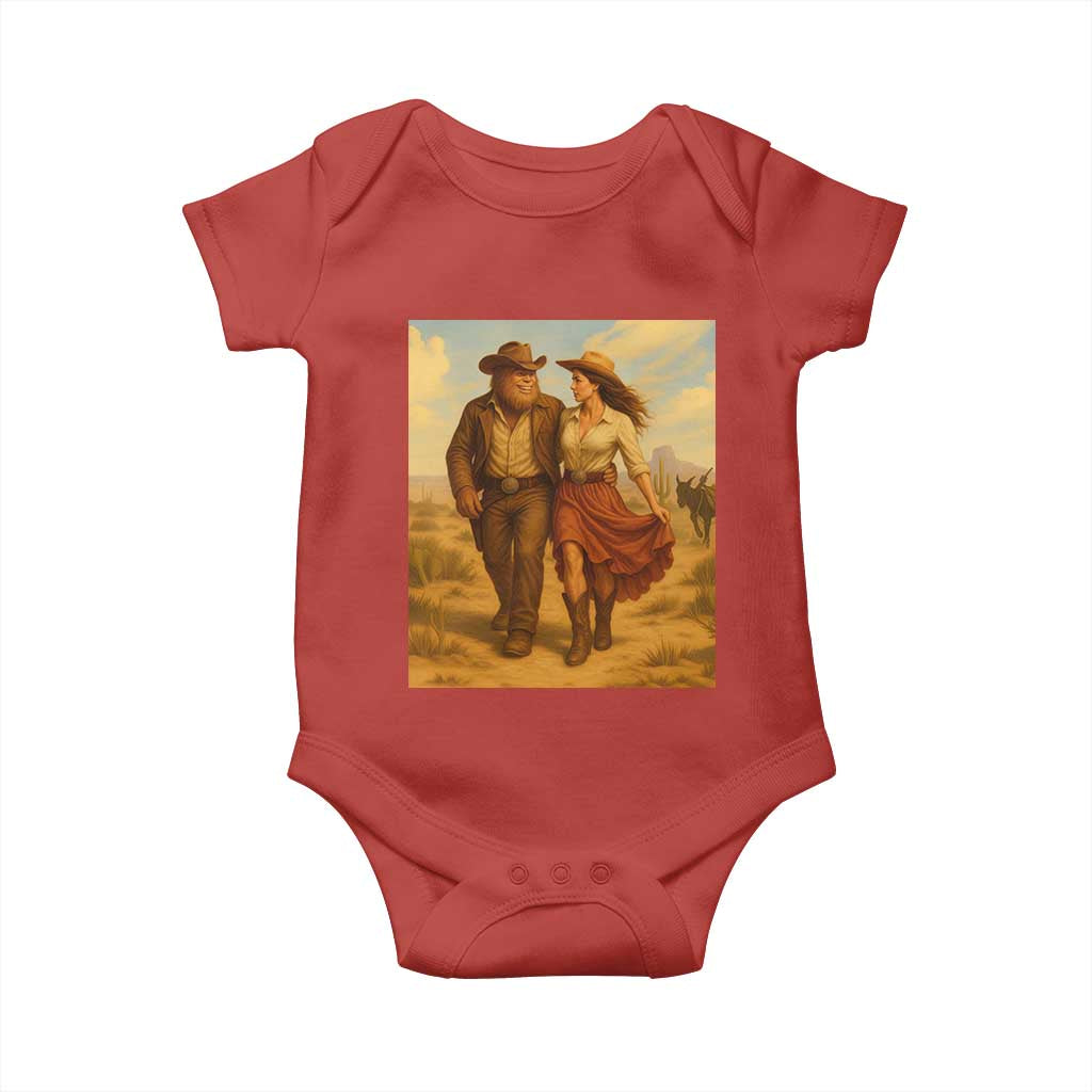 Cowboy Bigfoot Baby Onesie Funny Sasquatch Dancing Cowgirl Western Country TS14 Red Print Your Wear