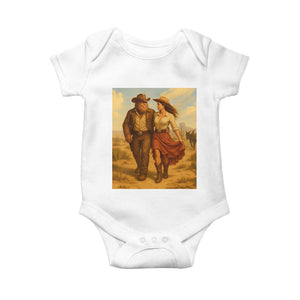 Cowboy Bigfoot Baby Onesie Funny Sasquatch Dancing Cowgirl Western Country TS14 White Print Your Wear