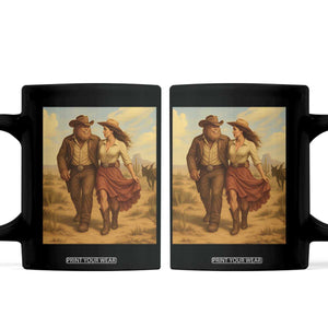 Cowboy Bigfoot Coffee Mug Funny Sasquatch Dancing Cowgirl Western Country TS14 Black Print Your Wear