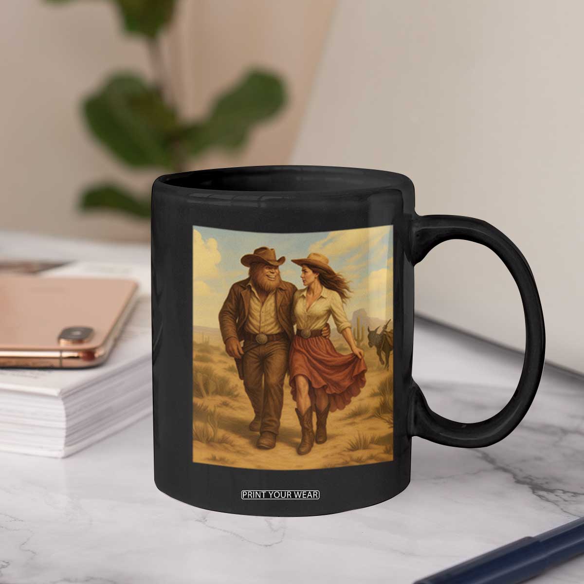 Cowboy Bigfoot Coffee Mug Funny Sasquatch Dancing Cowgirl Western Country TS14 Print Your Wear