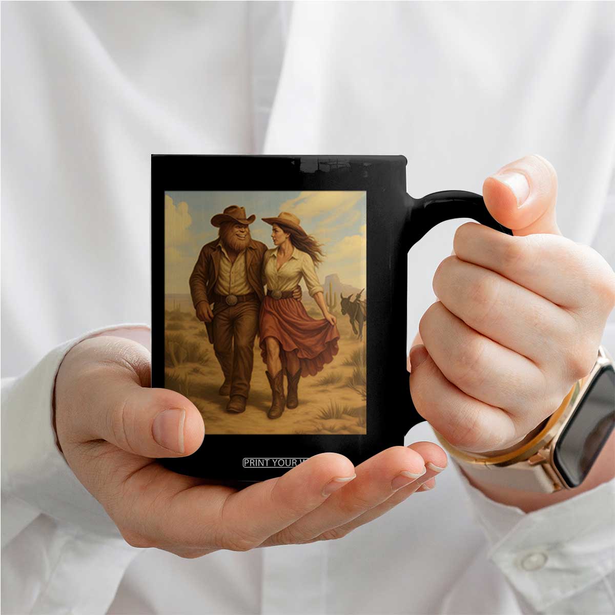 Cowboy Bigfoot Coffee Mug Funny Sasquatch Dancing Cowgirl Western Country TS14 Print Your Wear