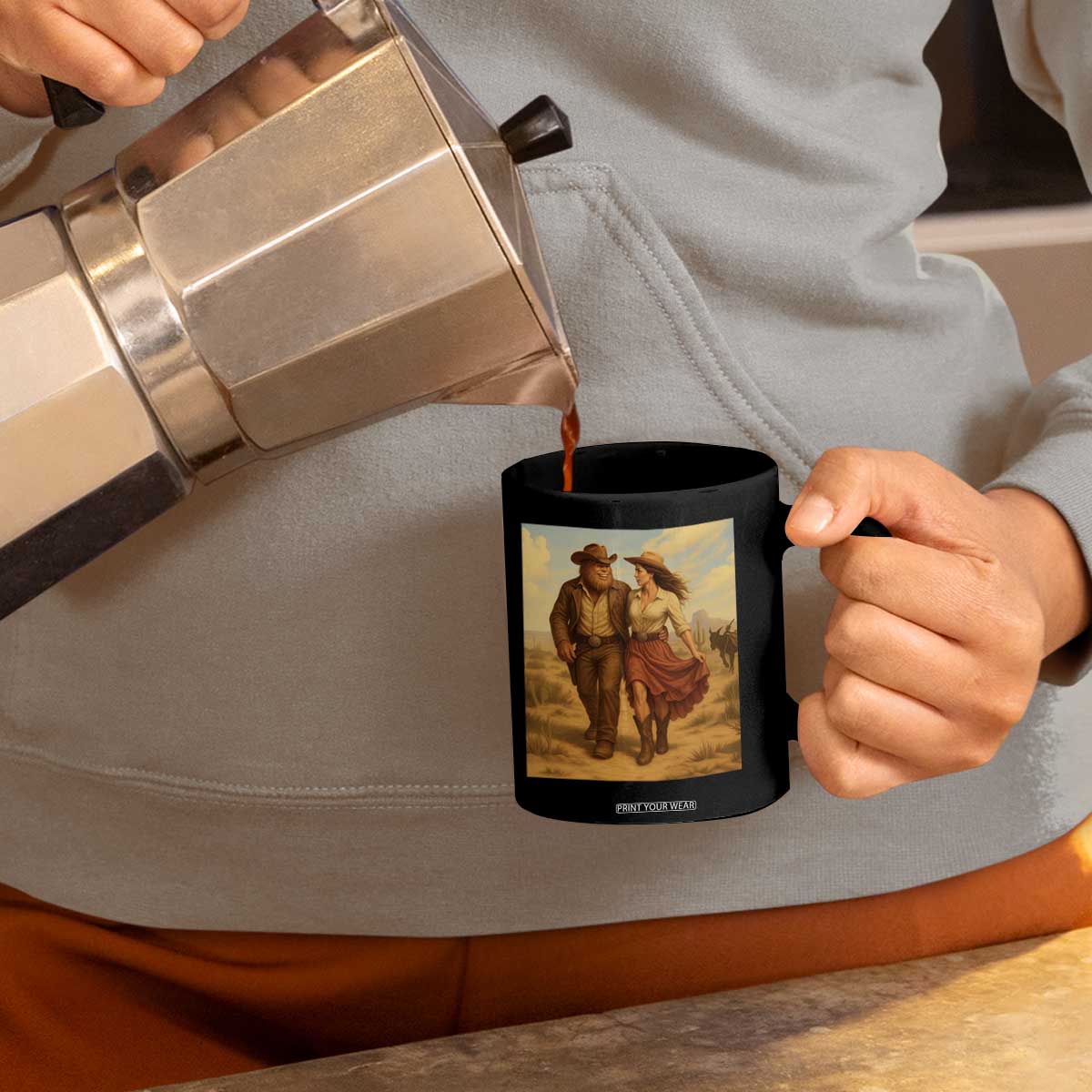 Cowboy Bigfoot Coffee Mug Funny Sasquatch Dancing Cowgirl Western Country TS14 Print Your Wear