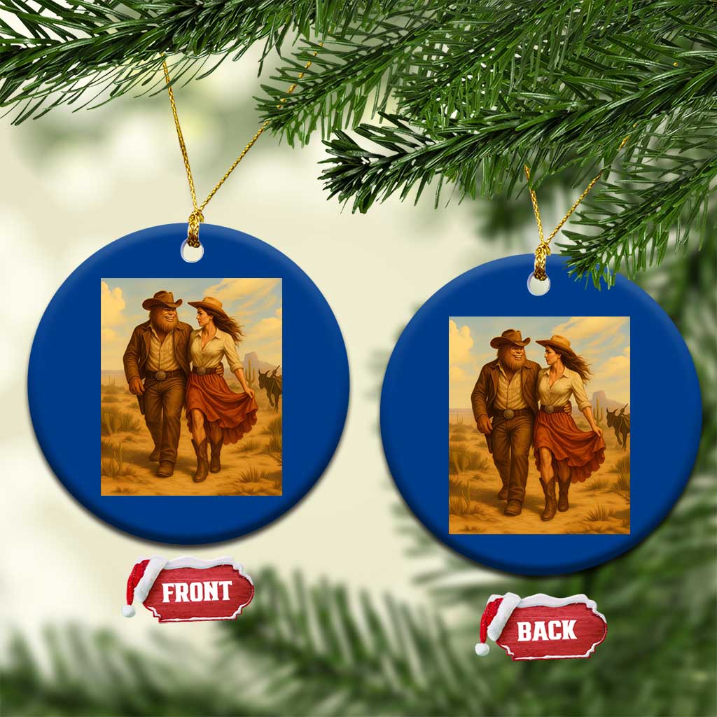 Cowboy Bigfoot Ceramic Ornament Funny Sasquatch Dancing Cowgirl Western Country TS14 1pc Blue Print Your Wear