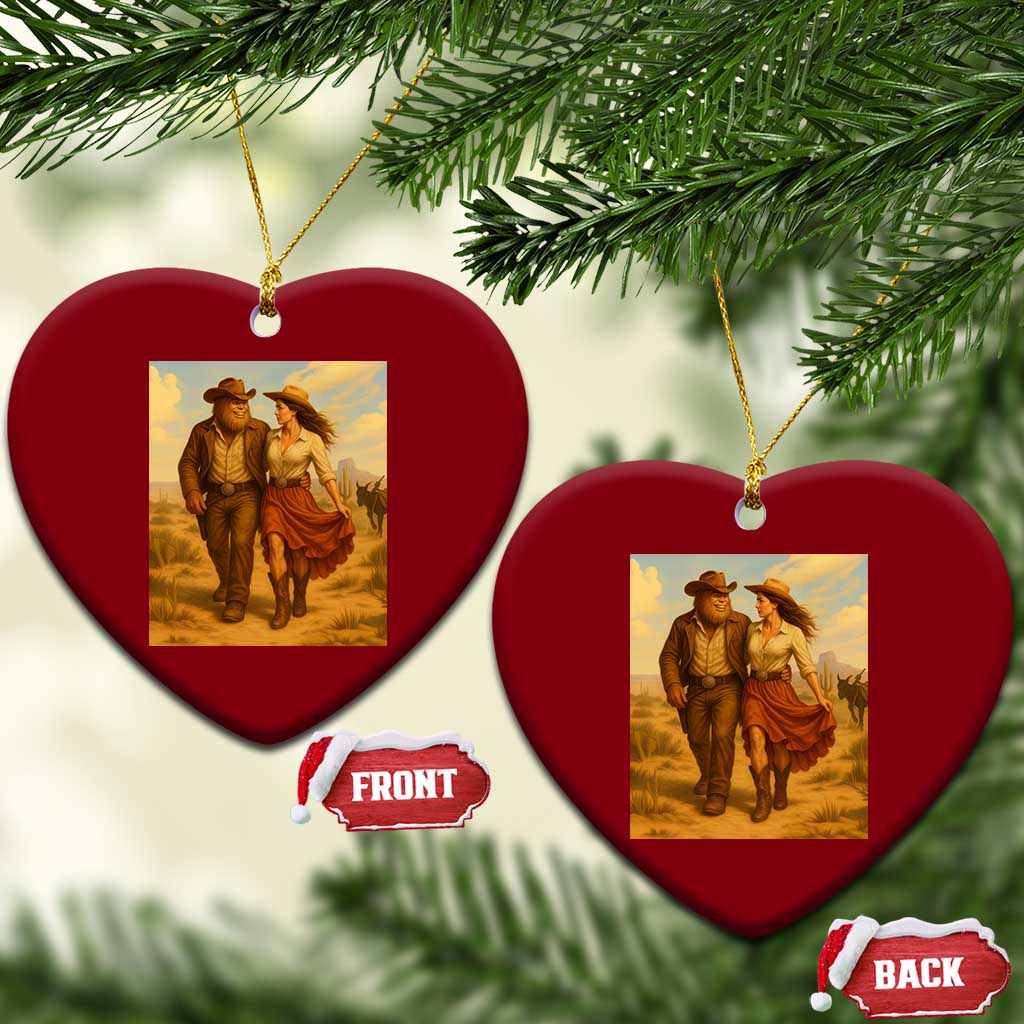 Cowboy Bigfoot Ceramic Ornament Funny Sasquatch Dancing Cowgirl Western Country TS14 Print Your Wear