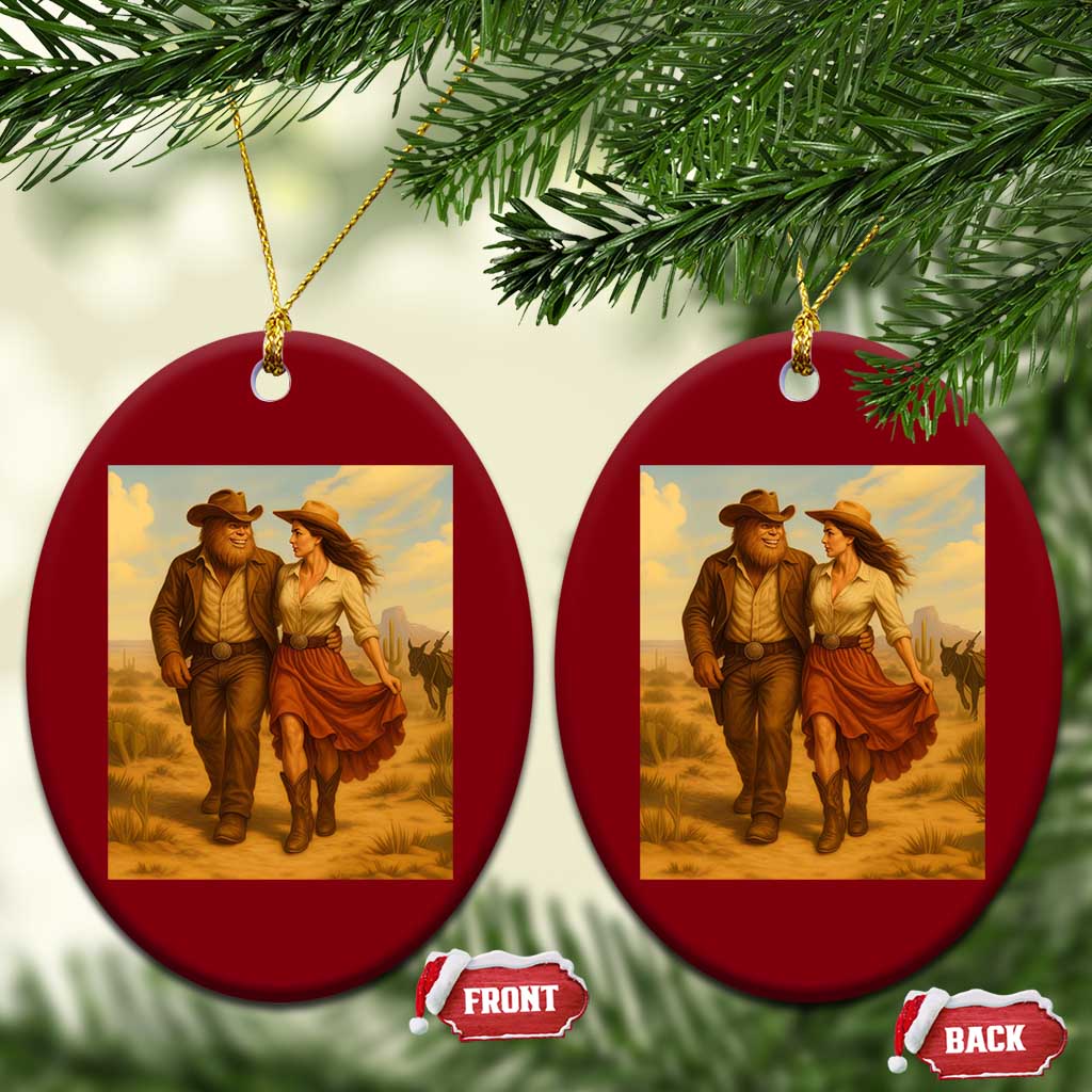 Cowboy Bigfoot Ceramic Ornament Funny Sasquatch Dancing Cowgirl Western Country TS14 Print Your Wear