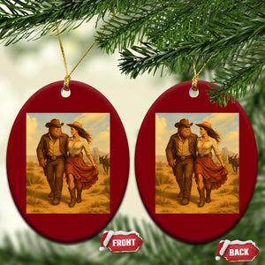Cowboy Bigfoot Ceramic Ornament Funny Sasquatch Dancing Cowgirl Western Country TS14 Print Your Wear