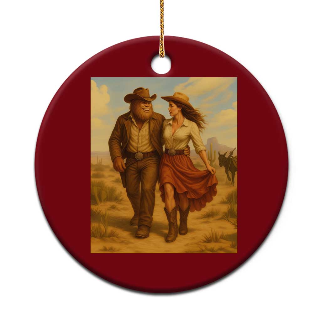 Cowboy Bigfoot Ceramic Ornament Funny Sasquatch Dancing Cowgirl Western Country TS14 1pc Red Print Your Wear