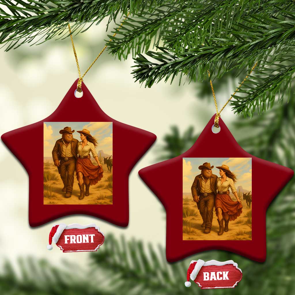 Cowboy Bigfoot Ceramic Ornament Funny Sasquatch Dancing Cowgirl Western Country TS14 Print Your Wear
