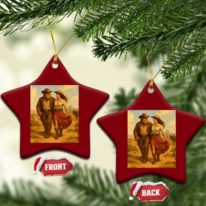 Cowboy Bigfoot Ceramic Ornament Funny Sasquatch Dancing Cowgirl Western Country TS14 Print Your Wear