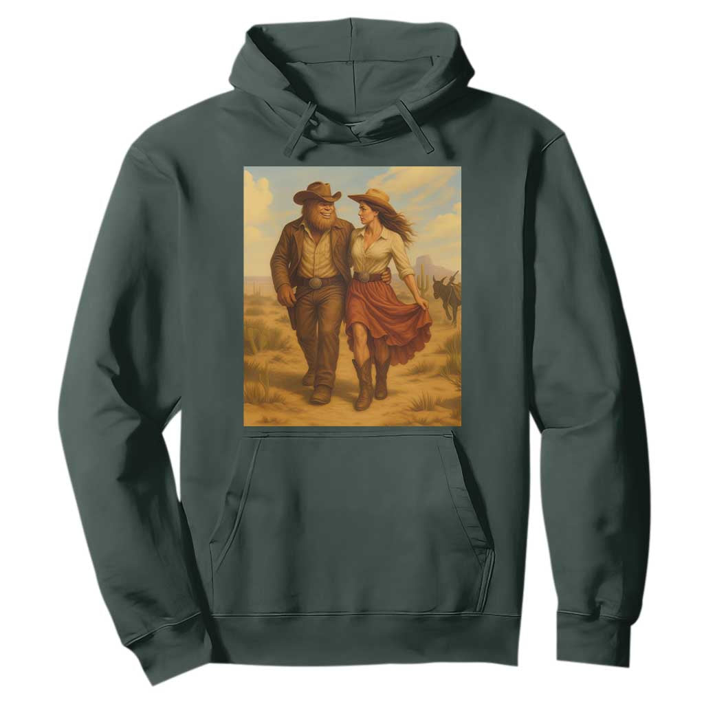 Cowboy Bigfoot Hoodie Funny Sasquatch Dancing Cowgirl Western Country TS14 Dark Forest Green Print Your Wear