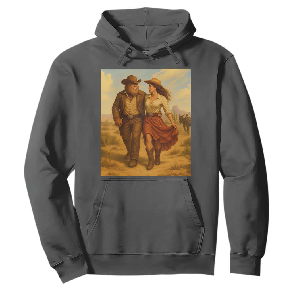 Cowboy Bigfoot Hoodie Funny Sasquatch Dancing Cowgirl Western Country TS14 Dark Heather Print Your Wear