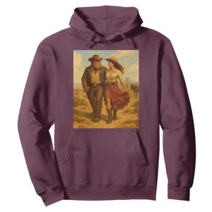 Cowboy Bigfoot Hoodie Funny Sasquatch Dancing Cowgirl Western Country TS14 Maroon Print Your Wear
