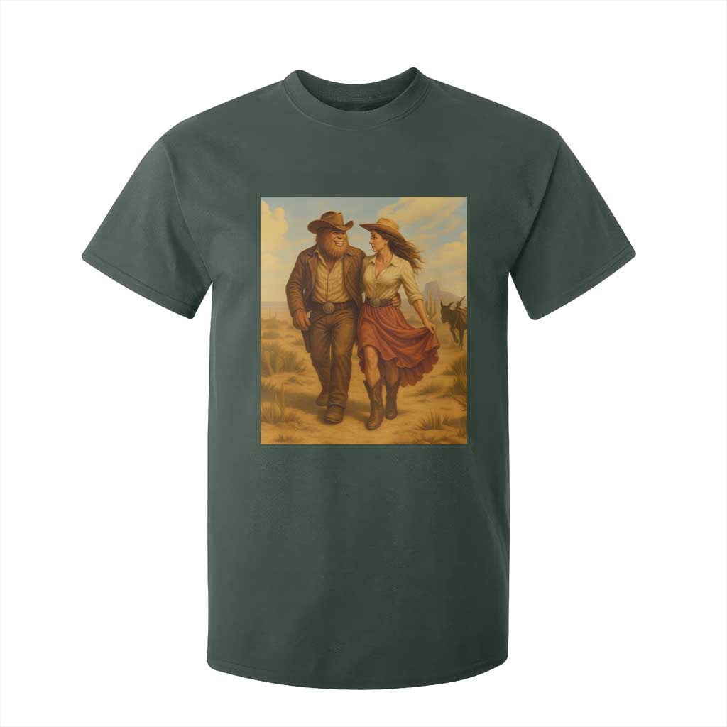 Cowboy Bigfoot T Shirt For Kid Funny Sasquatch Dancing Cowgirl Western Country TS14 Dark Forest Green Print Your Wear