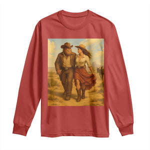 Cowboy Bigfoot Long Sleeve Shirt Funny Sasquatch Dancing Cowgirl Western Country TS14 Red Print Your Wear