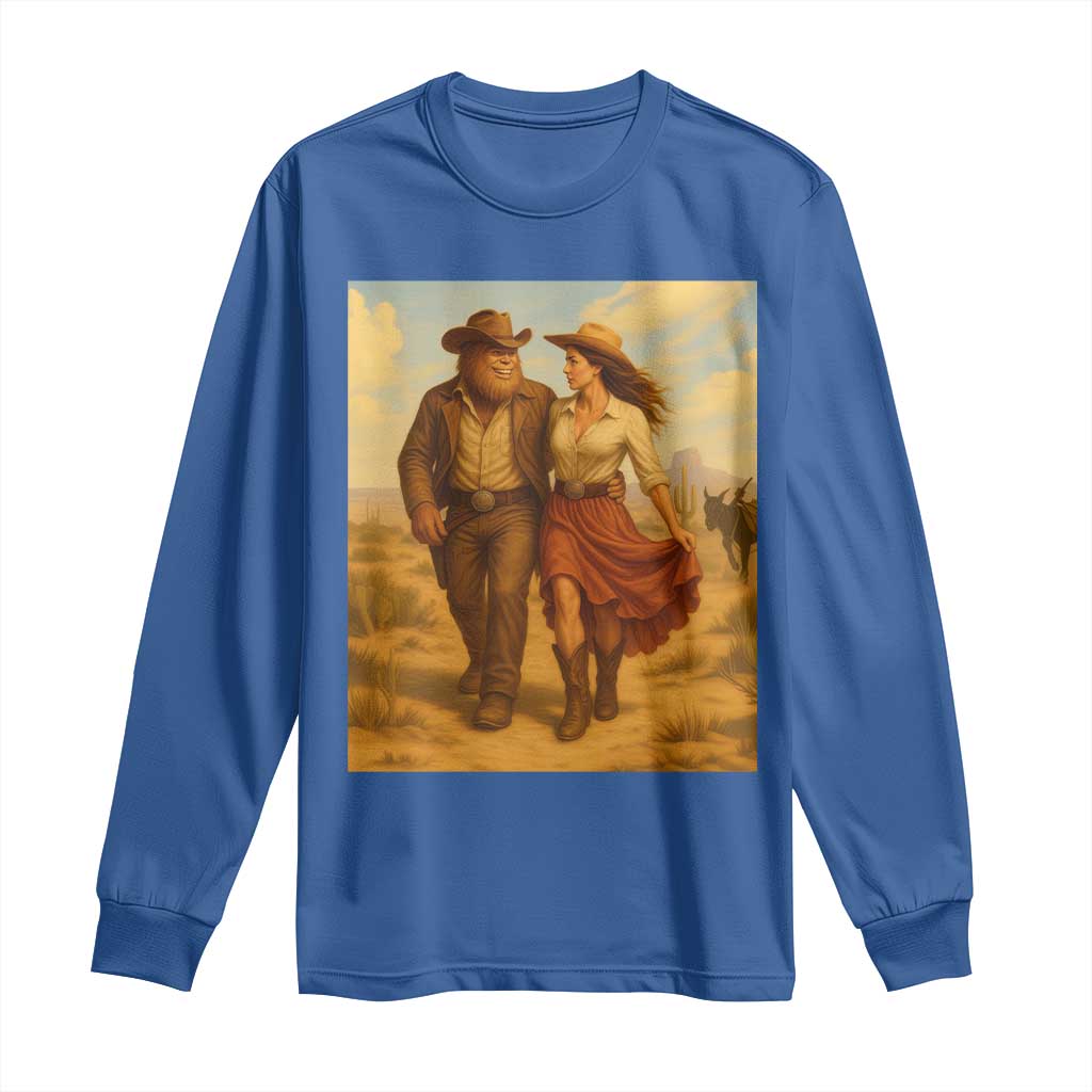 Cowboy Bigfoot Long Sleeve Shirt Funny Sasquatch Dancing Cowgirl Western Country TS14 Royal Blue Print Your Wear