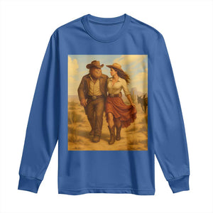 Cowboy Bigfoot Long Sleeve Shirt Funny Sasquatch Dancing Cowgirl Western Country TS14 Royal Blue Print Your Wear