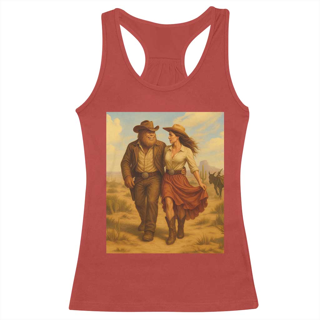 Cowboy Bigfoot Racerback Tank Top Funny Sasquatch Dancing Cowgirl Western Country TS14 Red Print Your Wear