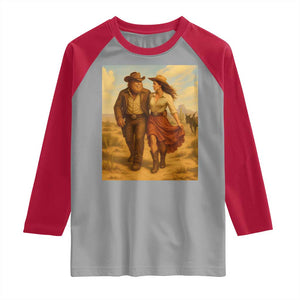 Cowboy Bigfoot Raglan Shirt Funny Sasquatch Dancing Cowgirl Western Country TS14 Sport Gray Red Print Your Wear
