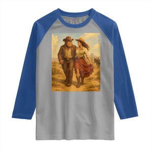 Cowboy Bigfoot Raglan Shirt Funny Sasquatch Dancing Cowgirl Western Country TS14 Sport Gray Royal Print Your Wear