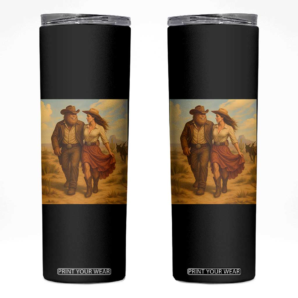 Cowboy Bigfoot Skinny Tumbler Funny Sasquatch Dancing Cowgirl Western Country TS14 Black Print Your Wear
