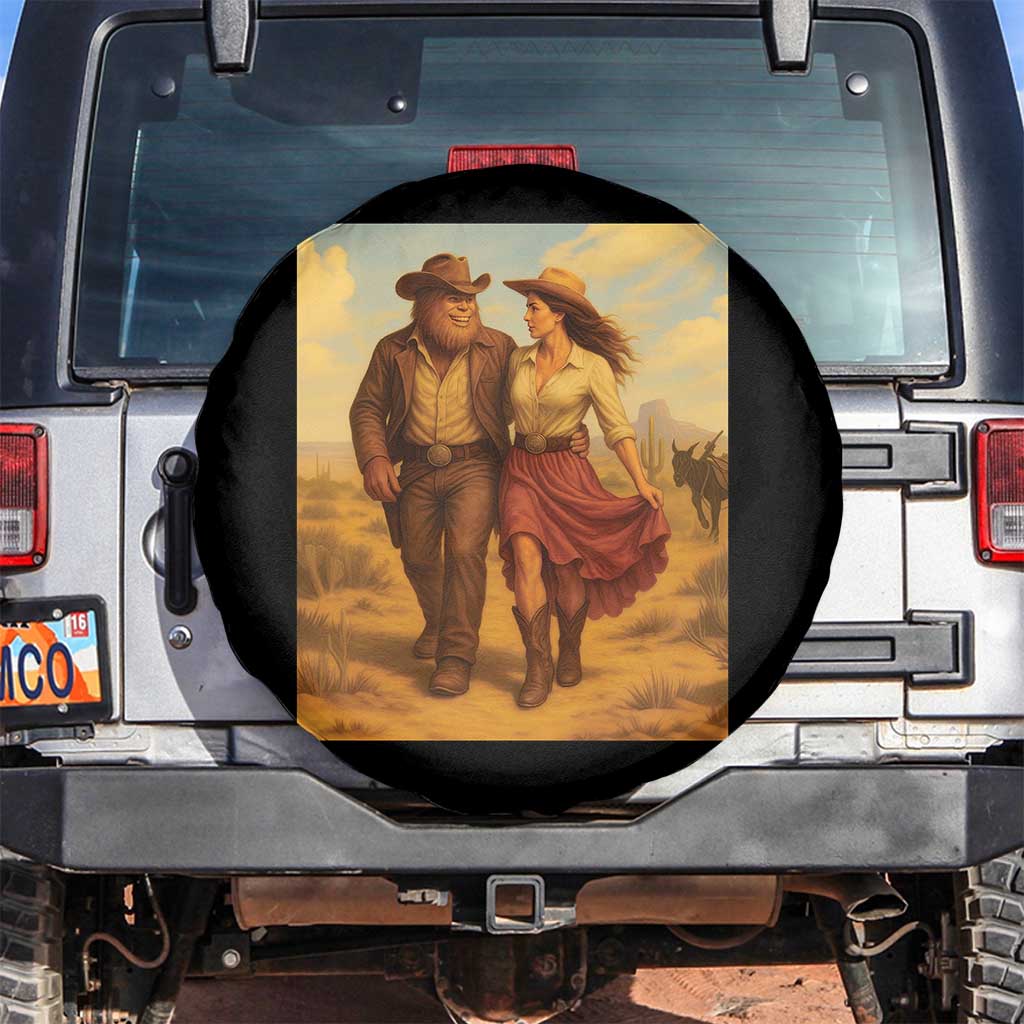 Cowboy Bigfoot Spare Tire Cover Funny Sasquatch Dancing Cowgirl Western Country TS14 No hole Black Print Your Wear