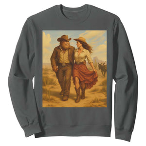 Cowboy Bigfoot Sweatshirt Funny Sasquatch Dancing Cowgirl Western Country TS14 Dark Heather Print Your Wear
