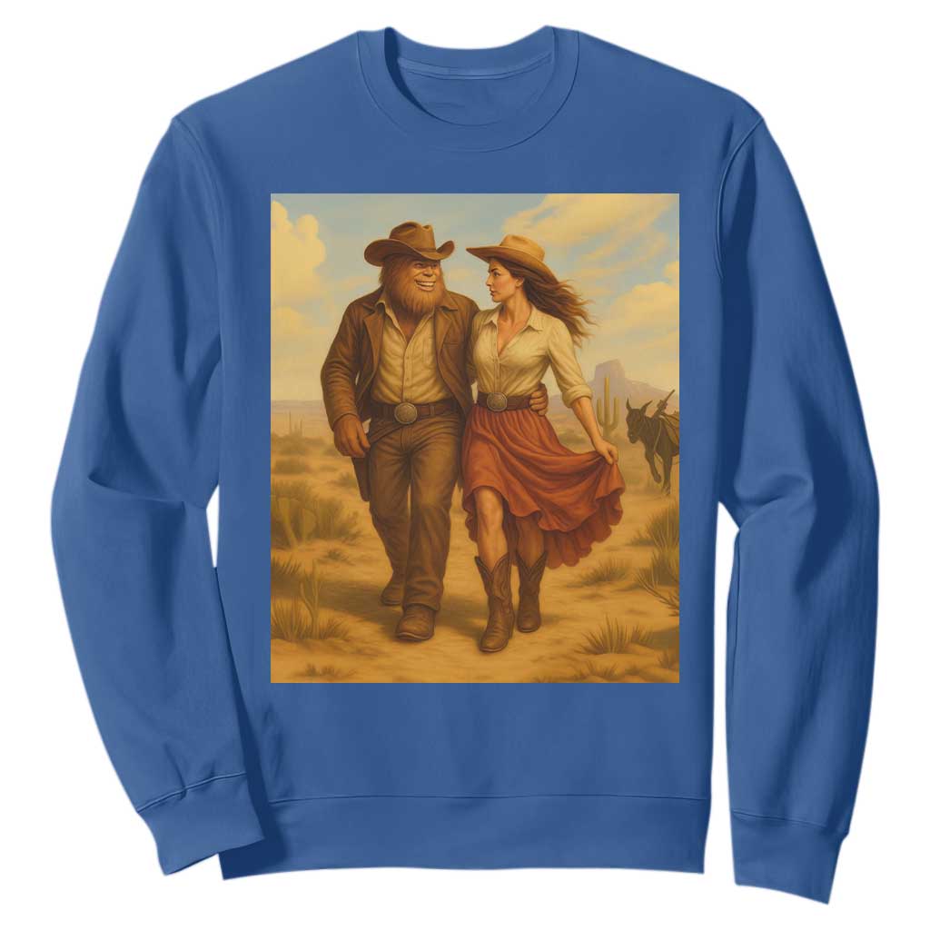 Cowboy Bigfoot Sweatshirt Funny Sasquatch Dancing Cowgirl Western Country TS14 Royal Blue Print Your Wear