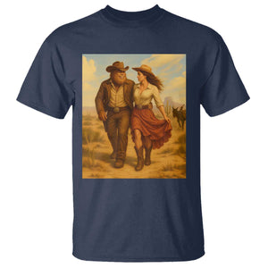 Cowboy Bigfoot T Shirt Funny Sasquatch Dancing Cowgirl Western Country TS14 Navy Print Your Wear