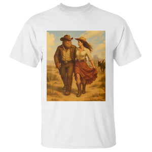 Cowboy Bigfoot T Shirt Funny Sasquatch Dancing Cowgirl Western Country TS14 White Print Your Wear