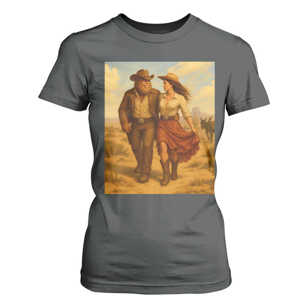 Cowboy Bigfoot T Shirt For Women Funny Sasquatch Dancing Cowgirl Western Country - Print Your Wear