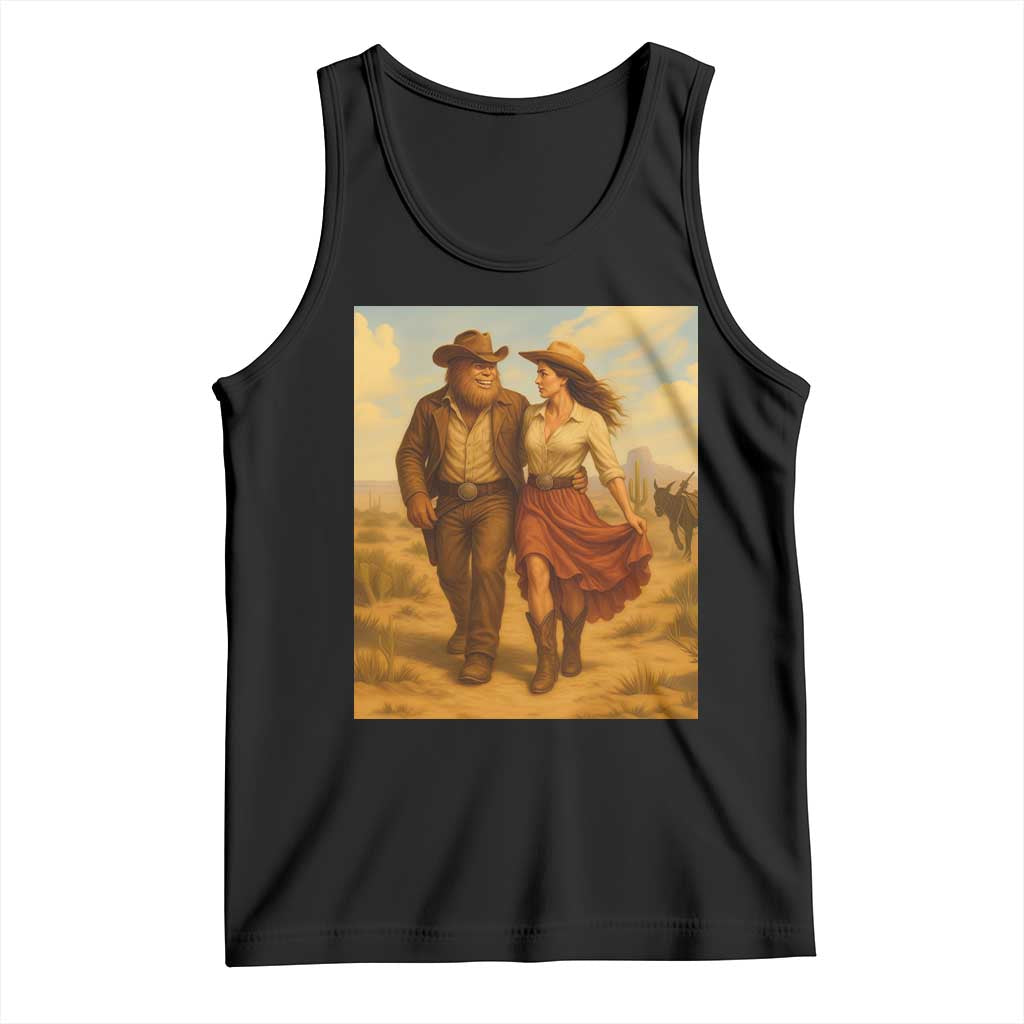 Cowboy Bigfoot Tank Top Funny Sasquatch Dancing Cowgirl Western Country TS14 Black Print Your Wear