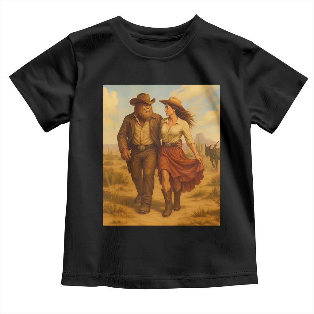 Cowboy Bigfoot Toddler T Shirt Funny Sasquatch Dancing Cowgirl Western Country TS14 Black Print Your Wear