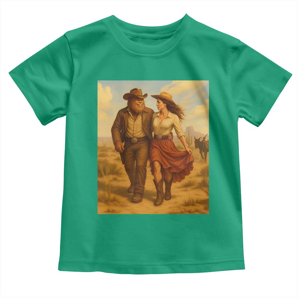 Cowboy Bigfoot Toddler T Shirt Funny Sasquatch Dancing Cowgirl Western Country TS14 Irish Green Print Your Wear