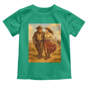 Cowboy Bigfoot Toddler T Shirt Funny Sasquatch Dancing Cowgirl Western Country TS14 Irish Green Print Your Wear