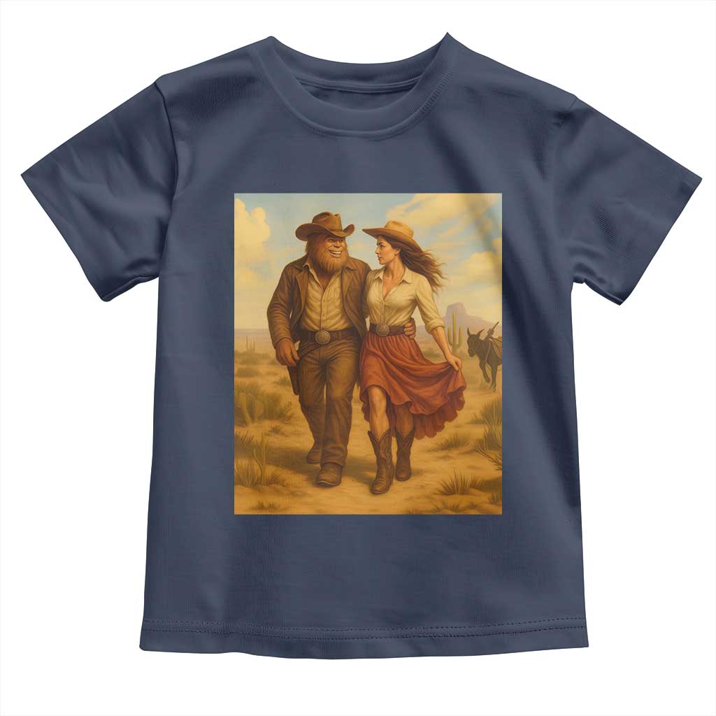 Cowboy Bigfoot Toddler T Shirt Funny Sasquatch Dancing Cowgirl Western Country TS14 Navy Print Your Wear