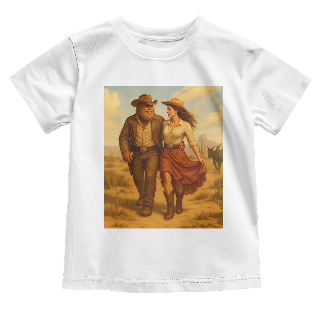 Cowboy Bigfoot Toddler T Shirt Funny Sasquatch Dancing Cowgirl Western Country TS14 White Print Your Wear