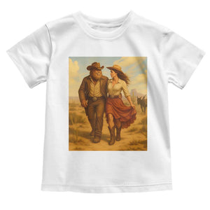 Cowboy Bigfoot Toddler T Shirt Funny Sasquatch Dancing Cowgirl Western Country TS14 White Print Your Wear