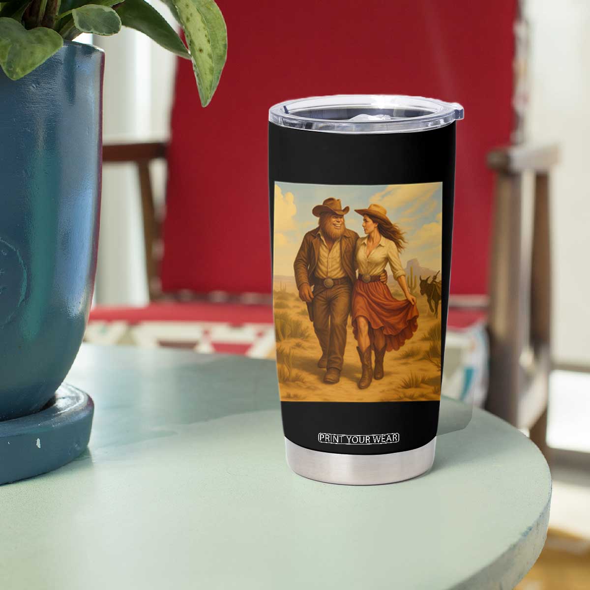 Cowboy Bigfoot Tumbler Cup Funny Sasquatch Dancing Cowgirl Western Country TS14 Print Your Wear