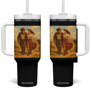 Cowboy Bigfoot Tumbler With Handle Funny Sasquatch Dancing Cowgirl Western Country TS14 One Size: 40 oz Black Print Your Wear