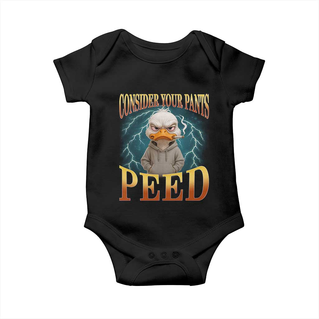 Funny Smoking Goose Meme Baby Onesie Consider Your Pants Peed TS14 Black Print Your Wear