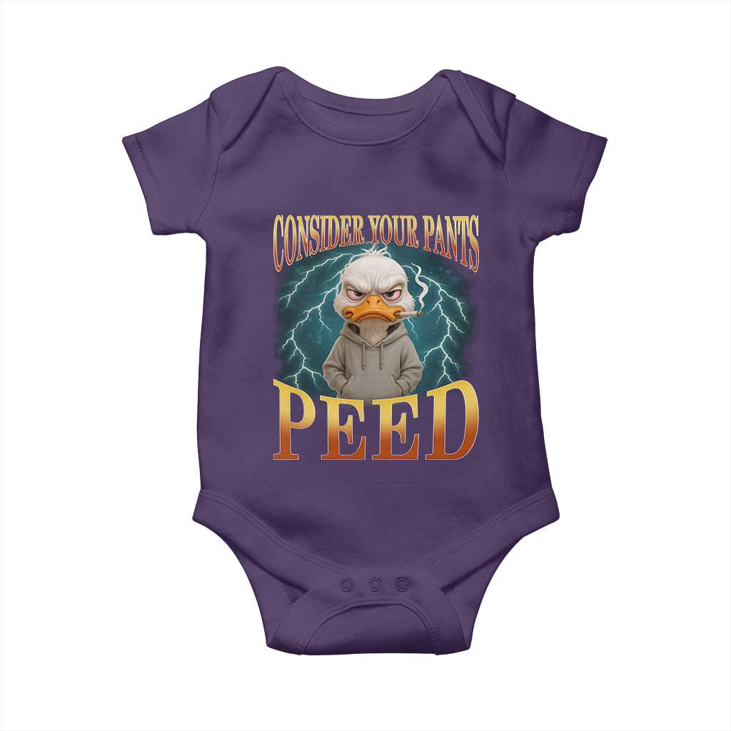 Funny Smoking Goose Meme Baby Onesie Consider Your Pants Peed TS14 Purple Print Your Wear