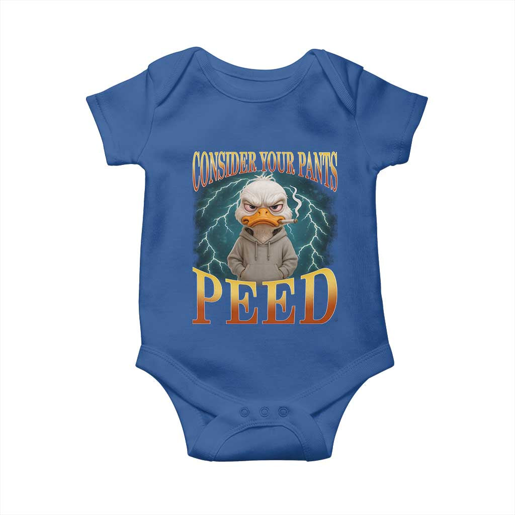 Funny Smoking Goose Meme Baby Onesie Consider Your Pants Peed TS14 Royal Blue Print Your Wear