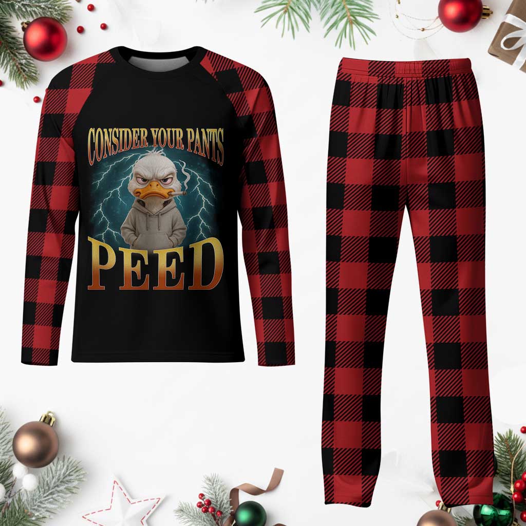 Funny Smoking Goose Meme Plaid Pajama Set Consider Your Pants Peed - Print Your Wear