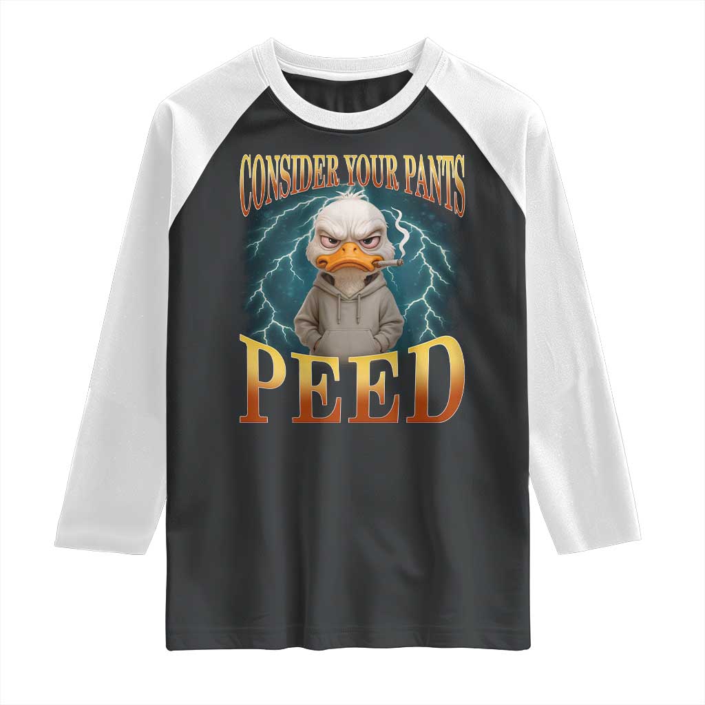Funny Smoking Goose Meme Raglan Shirt Consider Your Pants Peed TS14 Black White Print Your Wear