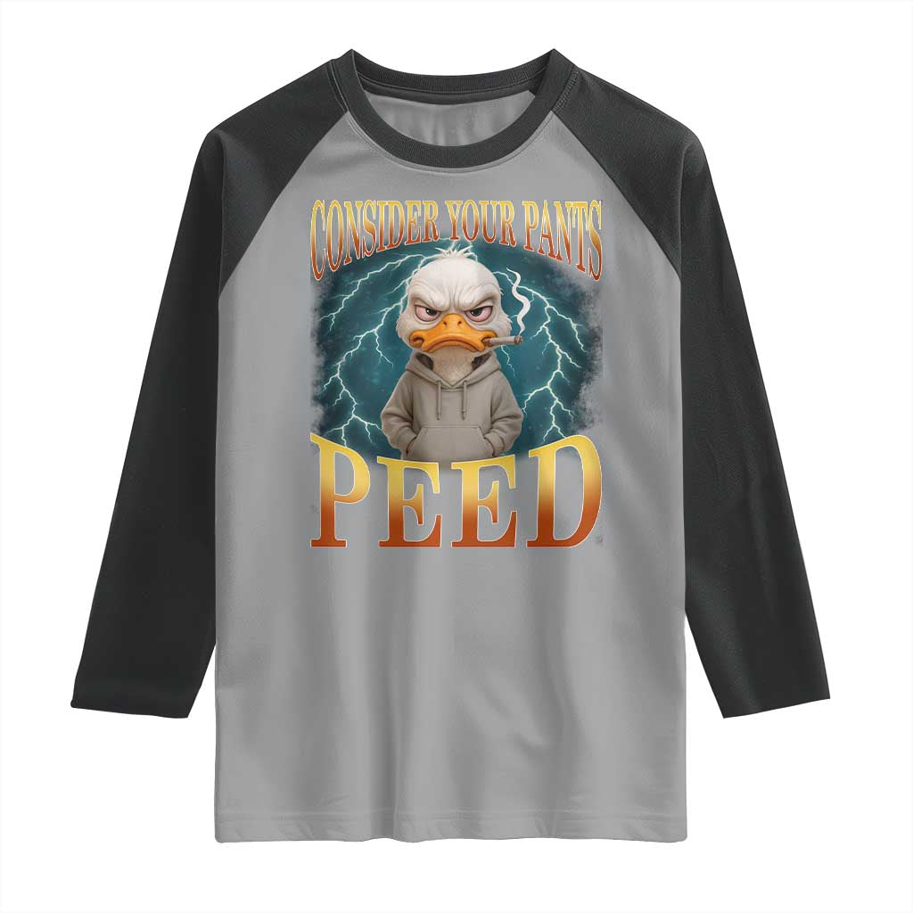 Funny Smoking Goose Meme Raglan Shirt Consider Your Pants Peed TS14 Sport Gray Black Print Your Wear