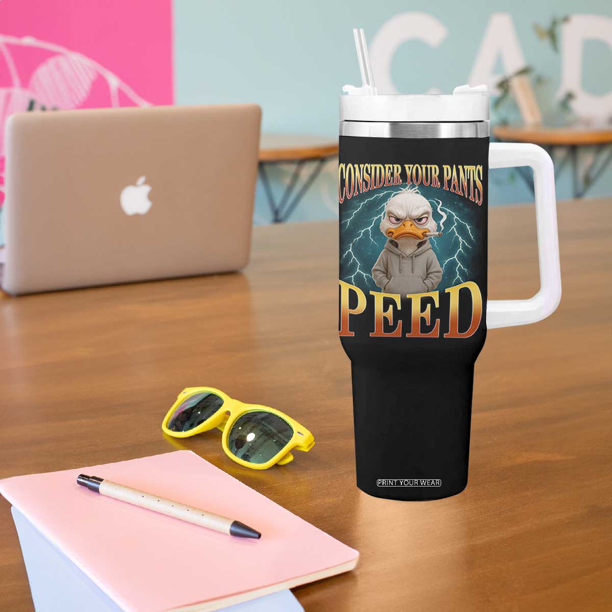 Funny Smoking Goose Meme Tumbler With Handle Consider Your Pants Peed TS14 Print Your Wear