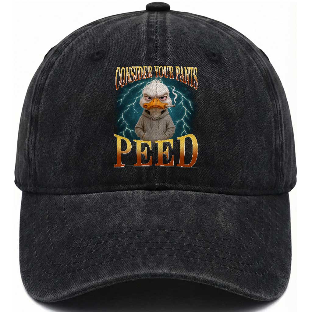 Funny Smoking Goose Meme Washed Cotton Baseball Cap Consider Your Pants Peed TS14 Washed Cap Universal Fit Black Print Your Wear