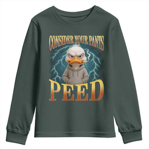 Funny Smoking Goose Meme Youth Sweatshirt Consider Your Pants Peed TS14 Dark Forest Green Print Your Wear